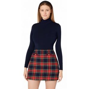 Talbots Red and Blue Plaid Tweed Skirt Size 14